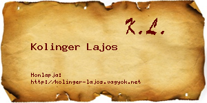 Kolinger Lajos névjegykártya
